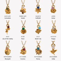Collier Pendentif Fleur Pierre de Naissance 12 Mois Dreamshow en Acier Inoxydable Plaqué Or avec Zircon Cubique, Bijou Charme Floral pour Femme