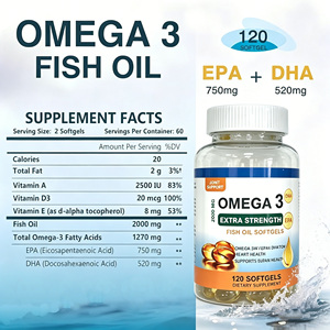 Gélules d'<span class=keywords><strong>huile</strong></span> de poisson Oméga-3 extra forte à forte teneur <span class=keywords><strong>en</strong></span> EPA et DHA, issue de poissons de haute mer, pour le bien-être et le soutien cognitif – Vente chaude OEM - Product Image 2