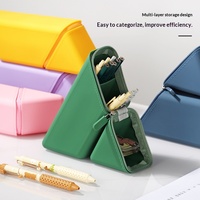 Sac à crayons en plastique souple, aspect haut de gamme, grande capacité, fermeture à glissière verticale extensible, sac à crayons pour les écoles et les bureaux