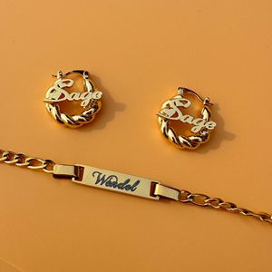 Lateefah индивидуальное имя мини для девочек серьги-кольца с буквами ожерелье именной браслет набор стальных украшений - Product Image 6