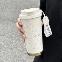 Bouteille isotherme portable à motif étoile, en acier inoxydable à double paroi, pour café et eau, idéale pour les voyages