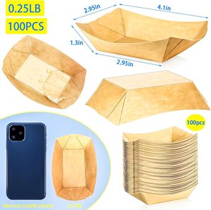 Bandeja de cartón resistente para comida para llevar, varios tamaños, diseño a cuadros rojos - Product Image 2