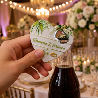 Ouvre-bouteille magnétique 2-en-1 en mélamine en forme de cœur, avec feuille d'or 3D florale, souvenir de mariage personnalisé, cadeau souvenir, vente en gros