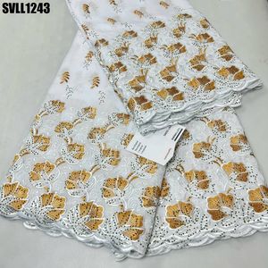 Azul real tela de encaje africano más nuevo Witn piedras encaje de gasa suizo en Suiza para vestido de novia nigeriano Birdel coser - Product Image 6