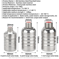 Heavy Duty 1/2 ''1'' Edelstahl-Schwimmer ventil Baugruppe Große Größe Vieh Trog Teich Luftbe feuchter Anti-Siphon Wasser kontrolle