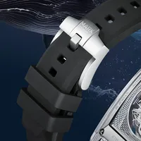 Montre mécanique automatique pour homme Mark Fairwhale, boîtier en acrylique 46 mm, bracelet en caoutchouc, étanche, lumineuse, classiques montagne et mer FW-6880