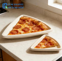Plateau de cuisson pour pizza en bagasse écologique, jetable et biodégradable, 125/250 ml, avec fond à joint, forme triangulaire classique, pour fêtes et pique-niques