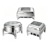 Ensemble de réchauds de buffet de luxe en acier inoxydable 9L noir, blanc et or, chauffe-plats hydrauliques pour la restauration en buffet