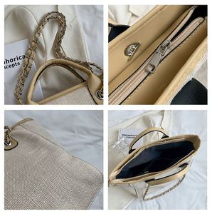 Sac fourre-tout vintage en toile de coton grande capacité pour femme, sac à bandoulière de luxe avec chaîne, vente en gros - Product Image 2