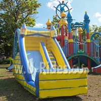 Offre Spéciale haute qualité grand toboggan gonflable d'escalier dessin animé toboggan aquatique pour enfants PVC château gonflable pour jardin Trampoline parc