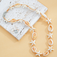 Collier en chaîne de corde avec logo personnalisé en forme d'étoile de mer et de coquillage, plaqué or, anti-allergie, cadeau pour les fashionistas de la rue