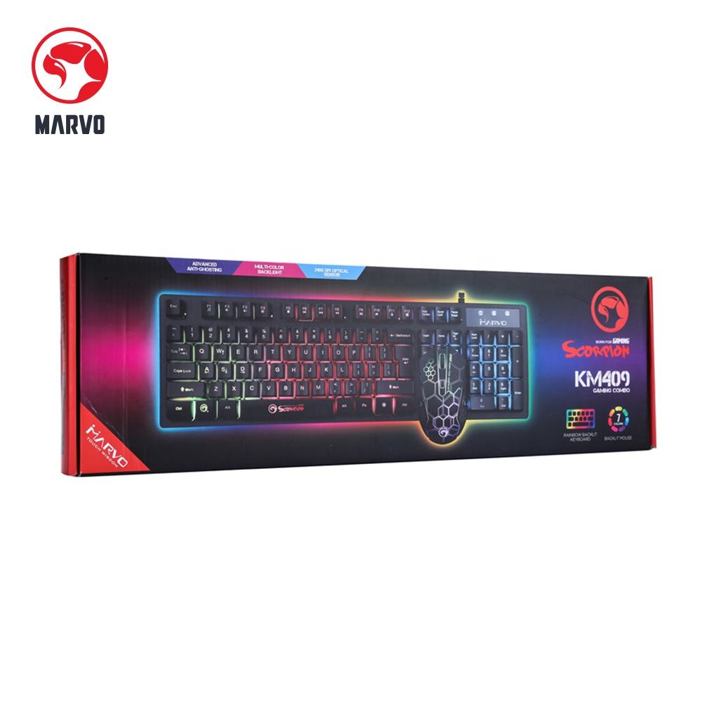 Marvo Gaming Combo Wired Mouse Keyboard Set Kit de juego de teclado y raton