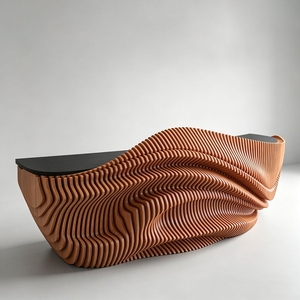 Fiberglass Round Curved Reception Desk Luxury Front Desk High End Art for Villa Hotel Lobby - Product Image 3
