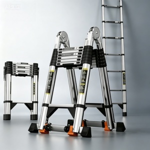 Scala Telescopica Pieghevole in Lega di Alluminio con 5 Gradini <span class=keywords><strong>e</strong></span> Capacità di Carico di 150kg per Uso Industriale <span class=keywords><strong>e</strong></span> Domestico - Product Image 4