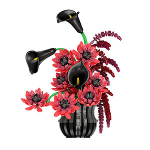 Ensemble de 885 pièces de blocs de construction floraux gothiques sombres, pétales et branches mobiles, décoration intérieure, artisanat artistique DIY, cadeau STEAM pour la vente en gros - Product Image 1