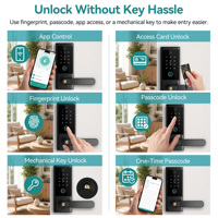 Cerradura Inteligente con Huella Dactilar SJJ para Puerta de Aluminio/Acero, con Teclado Táctil, Aplicación Tuya, Tarjeta IC RFID, Entrada sin Llave para Hotel/Apartamento