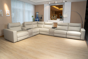 Divano Angolare Moderno di Lusso in Pelle con Recliner, Set di Mobili per <span class=keywords><strong>Soggiorno</strong></span> - Product Image 3