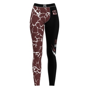 High Waist Yoga <b>Leggings</b> Full Length Sublimation Print Contrast Stitch Spandex/Nylon Four-Way Stretch Anti-Bacterial spats - Product Image 2