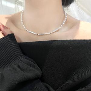 Zhuji Baroque Shaped Freshwater Pearl Necklace Whole <b>Body</b> Pure Silver with New Brushed <b>Bow</b> Elegant Jewelry - Product Image 2