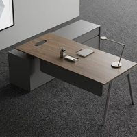 Scrivania a L per Computer con Mobile Archivio Fisso, Tavolo da Ufficio Moderno in Legno per Dirigenti e Professionisti