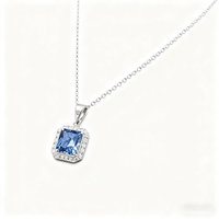 KAAN JEWELRY Modische 925 Silber Blau Anhänger Halskette, als Geschenk und für Festivals verwendet.