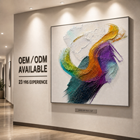 Peinture à l'huile bas-relief texturée aux couleurs vives, cadre doré, art mural pour chambre d'hôtel, chambre à coucher, mur latéral, personnalisable, vente en gros, OEM