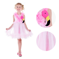 Costume de flamant rose en tulle rose certifié EU EN71 avec détail d'oiseau en peluche pour fête d'Halloween et anniversaire