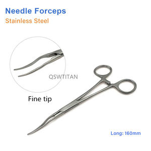 Pemegang jarum Stainless Steel 16cm, klem penguncian ujung halus melengkung, Tang hemostatik, alat medis forsep arteri - Product Image 2
