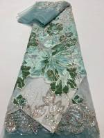 Tissu de dentelle perlée de luxe avec sequins brodés, style uni, tissu de mariée pour accessoires