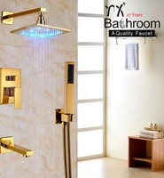 Ensemble de douche mural en laiton avec affichage LED, mitigeur de douche à main et robinet de salle de bain