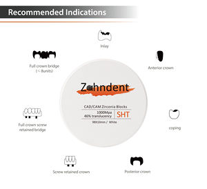 Zahndent 46% Translucentie Zirconia Blok Cad Cam Tandheelkundig Materiaal Tandtechnisch Keramisch Schijfje - Product Image 5