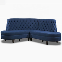 Banquette Courbe en Velours Bleu pour Restaurant, Sièges Capitonnés Diamantés, Canapé pour Boîte de Nuit, Club VIP, Café, Hôtel, Mobilier Commercial
