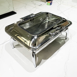 Calentador de Comida Tipo Buffet con Tapa Enrollable Hidráulica, Calentador de Comida de Acero Inoxidable de 9L, Recipiente Rectangular Dorado para Calentar Comida - Product Image 4