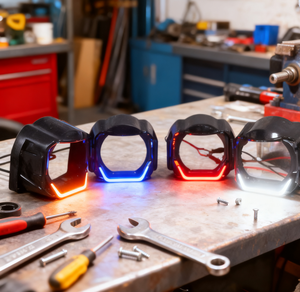 Kit décoratif de phare d'anneau de halo de LED lumineux de 9 pouces avec la couverture pour des modèles universels de voiture de moto - Product Image 4