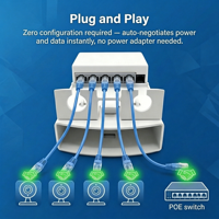 Extensor PoE para Exteriores 10/100/1000 Mbps, Extensor de Red Gigabit de 5 Puertos para Exteriores, 30 W con VLAN para Switch Ethernet/Cámara IP