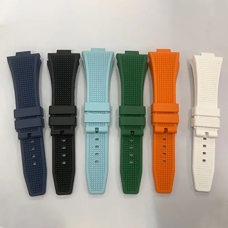 New Arrival 6 Colors Silicone Replacement Watch Band for Tissot Prx Watch Rubber Strap Black White Green Rubber Wrist Watch Band