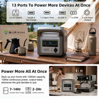 Station d'alimentation portable 1000W, générateur solaire LiFePO4 1280Wh, batterie 6000+ cycles, 4 prises AC pour la maison et le camping