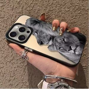 Coque de téléphone portable en TPU et PC, style luxe, imprimé <span class=keywords><strong>lion</strong></span>, <span class=keywords><strong>argent</strong></span>é électroplaqué, pour iPhone 8 X Xr Xs 11 12 13 14 15 16 17 Pro Max - Product Image 4