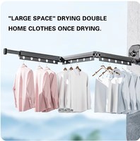 Cintre à usage domestique sans support de poinçonnage support de séchage mural caché pliable télescopique mural cintre de séchage des vêtements