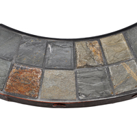 Table de brasero ronde d'extérieur SEJR de 24 pouces en mosaïque avec grilles de barbecue en ardoise