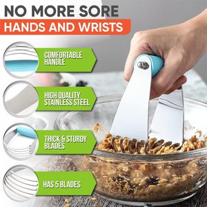 Spring Chef Stainless Steel Medium Dough Blender &amp; <strong>Lemon</strong> <strong>Zester</strong> Premium Aqua Sky 2-Piece Utensil Bundle
