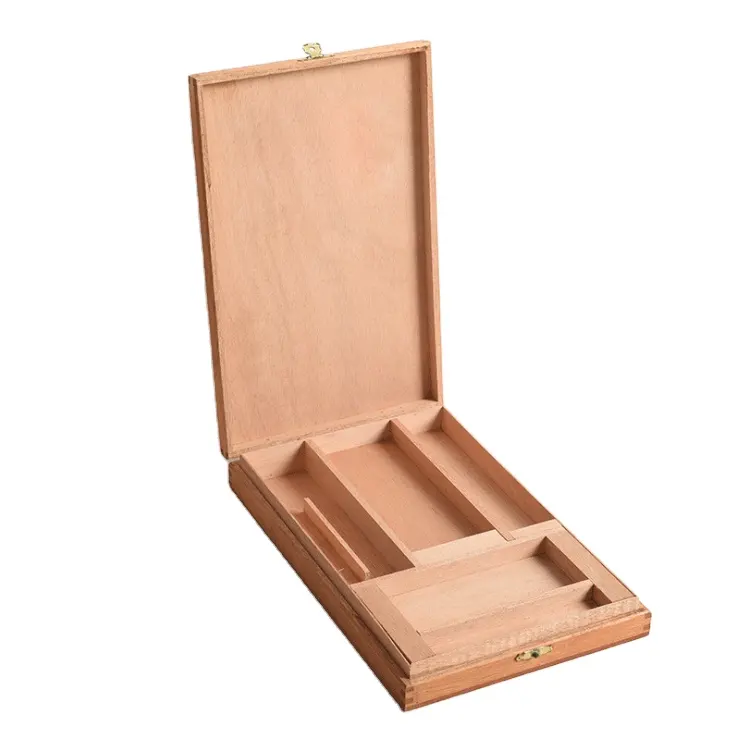 Caixas de charuto vazias de madeira personalizadas, caixa de tesouros de madeira sólida com latão