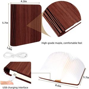 Wholesale Hot Selling Cute Gift USB Rechargeable <b>Wooden</b> Folding Book Lamp Smart Reading Led Light Home <b>Desk</b> Organ Decorate - Product Image 5