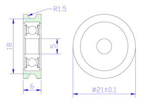 5x21x6mm U rãnh ròng rọc u-rãnh Con lăn hướng dẫn bánh xe POM <span class=keywords><strong>Nylon</strong></span> hướng dẫn con lăn bánh xe cho cửa sổ Tủ Ngăn Kéo máy in - Product Image 2