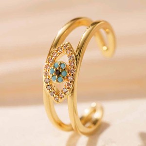 Nuovo Anello Occhio del <span class=keywords><strong>Diavolo</strong></span> Blu Stile Ins, Regolabile, Non Sbiadisce, con Zirconi Placcati Oro, Design alla Moda, Gioielli, Regalo per Donne - Product Image 6