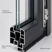 Porte pliante bi-directionnelle en alliage d'aluminium robuste et moderne avec verre trempé, design pliable pour hôtels et villas