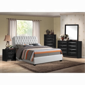 Comodino con Finitura Nera, Due Cassetti e Vassoio Estraibile, Mobile in Legno per Camera da Letto - Product Image 6