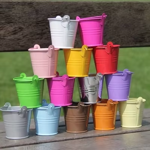 Cubo de Metal Pequeño Color Pastel, Mini Cubo Metálico Vintage, Maceta Artesanal de Hojalata para Manualidades, Regalo, Paquete de Recuerdos para Fiestas - Product Image 1