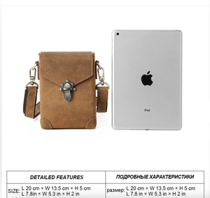Sac bandoulière rétro en cuir de vachette Crazy Horse Andong pour homme, sacoche de travail, sac banane, porte-cartes - Product Image 3