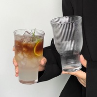 Gobelet à café glacé en verre transparent à large ouverture avec couvercle et paille, résistant à la chaleur, design moderne et minimaliste pour jus d'été